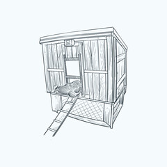 Vintage hand drawn sketch chicken coop © Cus