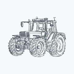Vintage hand drawn sketch tractor