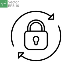 Lock reload icon Line style  Padlock button security system. Internet secure key privacy. Password refresh sign for safety. Interface, symbol. Vector illustration. Design on white background. EPS 10