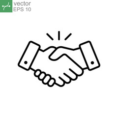 commitment meeting agreement Line icon style. Hand shake deal contract, partnership, teamwork, business greeting. Simple outline for web app. Vector illustration. Design on White background. EPS 10