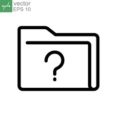 Unverify Documents file line icon. FAQ folder with question mark badge. Unknown folder, unfamiliar directory with interrogation mark symbol Vector illustration Design on white background EPS 10