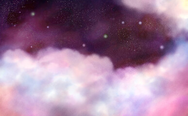 虹色の雲の向こうの空