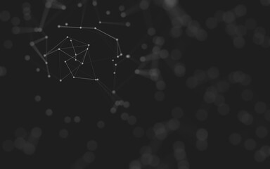 Abstract background. Molecules technology with polygonal shapes, connecting dots and lines. Connection structure. Big data visualization.