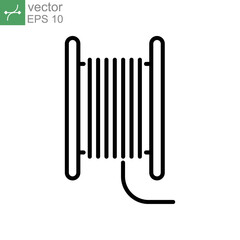 Coil cable spool line icon. Wire Electric cable on a reel. Roll or steel cable routing Rope symbol. simple pictogram outline style. Vector illustration. Design on white background. EPS 10