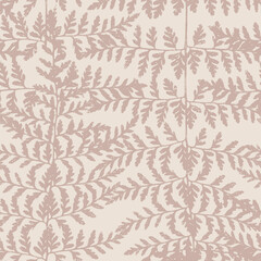 Powdery pink Forest Fern seamless pattern, venus hair fern elegant texture