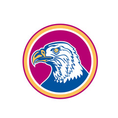 American Bald Eagle Head Side Circle Retro