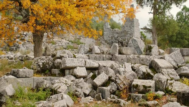 Pisidia Antiocheia ancient city in Isparta. 4K Footage in Turkey