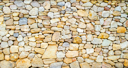 A cobble rock wall texture background
