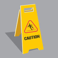 Danger - slippery surface, yellow caution sign