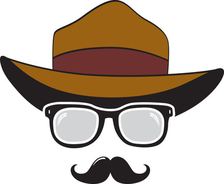  Retro Party set - Sunglasses, hat, mustaches