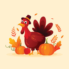 happy thanks giving card with turkey