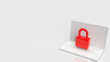 red color lock on white notebook  3d rendering