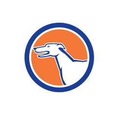Greyhound Dog Head Side Retro Circle