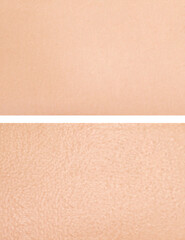 Collage with photos of dry and moisturized skin texture