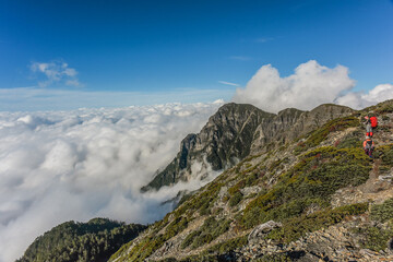 Panoramic View Of The Holy Ridge Aand Glacial Cirque At Sunrise On The Trail To North Peak Of Xue Mountain (Snow mountain) , Shei-Pa National Park, Taiwan