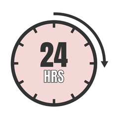 24 hour round timer or Countdown Timer icon. deadline concept. Delivery timer. Stock Vector illustration isolated on white background.