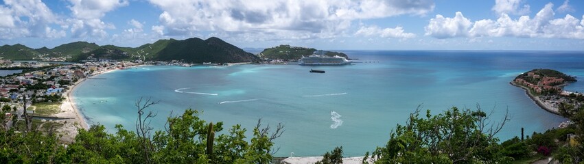 Great Bay and the town of Philipsburg, the capital of the Dutch side of the Caribbean island of St...