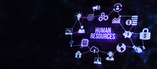 Internet, business, Technology and network concept.Human Resources HR management concept. 3d illustration.