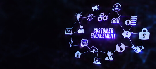 Internet, business, Technology and network concept. Shows the inscription: CUSTOMER ENGAGEMENT. 3d illustration.