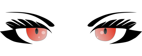 Colorful eyes collection isolated , modern design, Transparent Background cartoon woman eyes and eyebrows with lashes. Can used for T-shirt print, poster and cards. cartoon anime eyes.