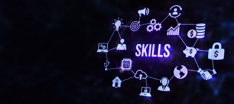 Internet, business, Technology and network concept.Coach motivation to skills improvement. Education concept. Training. Leadership skills. Human abilities. 3d illustration.
