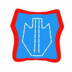 red, blue and white line in the middle box logo illustration