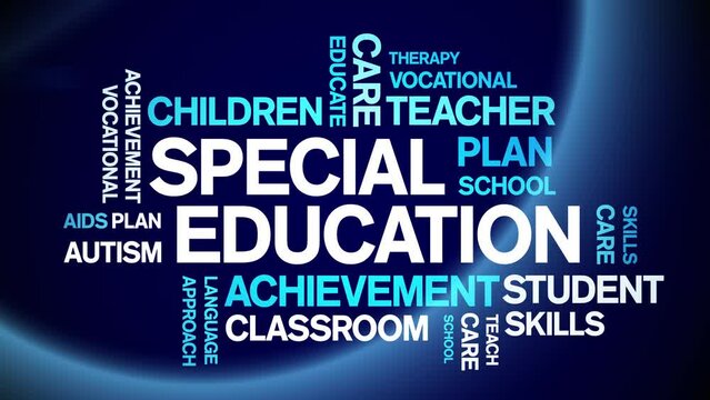Special Education Animated tag word cloud;text design animation kinetic typography seamless loop.