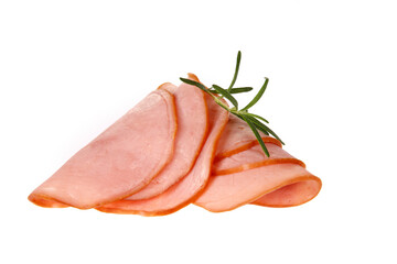 Pork ham slices isolated on white background