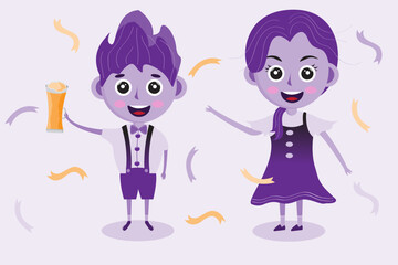 oktoberfest celebration with beer, sausage and cake in germany