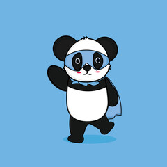 Cute Panda Hero Cartoon Vector Icon Illustration. Animal Hero Icon Concept Isolated Premium Vector. Flat Cartoon Style