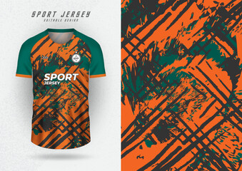 Background mockup for sports team jerseys, jerseys, running jerseys, green with orange stripes.