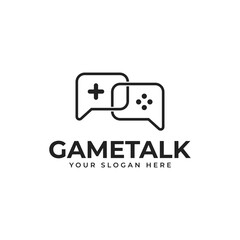 Game Logo Design With Bubble Chat In Line Art Style