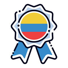 Isolated silk medal icon with the flag of Colombia Vector