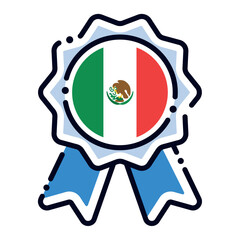 Isolated silk medal icon with the flag of Mexico Vector