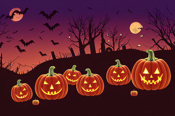 Halloween design with pumpkins . Mixed media.
