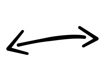 Fototapeta premium Abstract hand drawn arrow. Icon or sticker with straight arrow pointing left and right. Design element for applications and websites. Cartoon simple linear vector illustration in doodle style