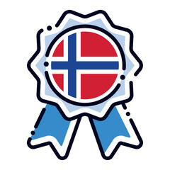 Isolated silk medal icon with the flag of Norway Vector
