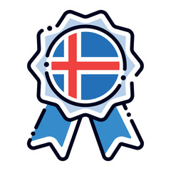 Isolated silk medal icon with the flag of Iceland Vector