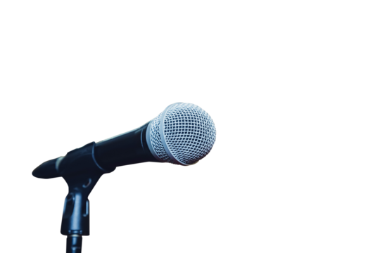 Microphone on abstract blurred in seminar room or speaking conference hall, Event Background
