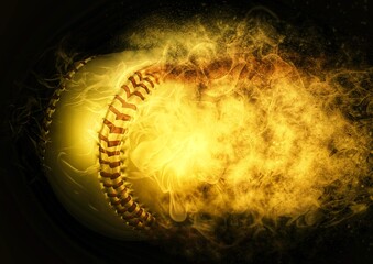 Exploding flame baseball ball - obrazy, fototapety, plakaty
