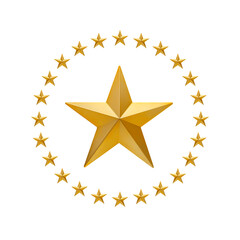Set of gold stars isolated on a white background. Symbol of leadership.