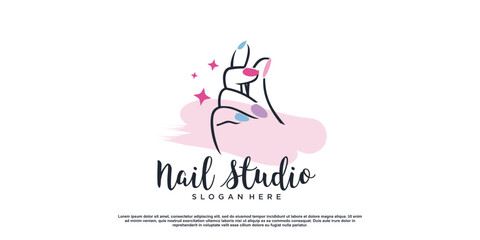 Beauty nail logo design vector with creative unique style Premium Vector