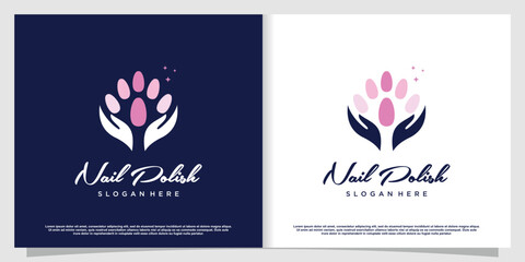 Beauty nail logo design vector with creative unique style Premium Vector