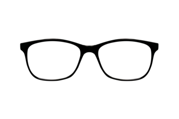 Black eye glasses spectacles with shiny black frame For reading daily life To a person with visual impairment isolaged on white background.