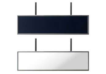 Blank white banner at metro station. Blank billboard in railway station, mock up