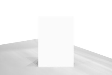 Mock up Label the blank menu frame or or booklets with white sheets paper acrylic tent card on wooden table in Bar restaurant. Can inserting the text of the customer.