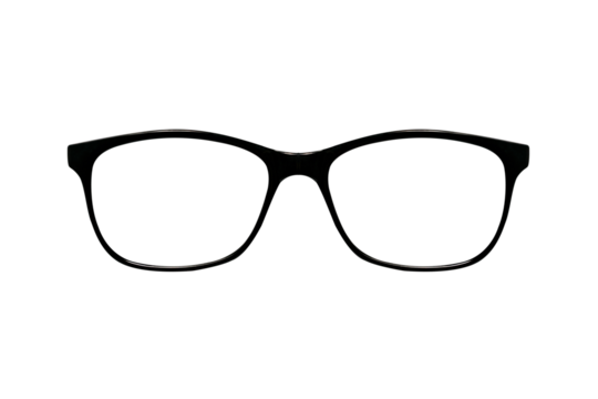 Black eye glasses spectacles with shiny black frame For reading daily life To a person with visual impairment isolaged on white background.