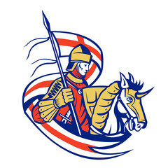 English Knight England Flag Shield Horse Retro