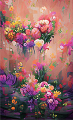 Vector illustration of blooming fantasy flowers
