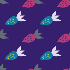 Simple strawberry seamless pattern. Hand drawn strawberries wallpaper. Fruits backdrop.